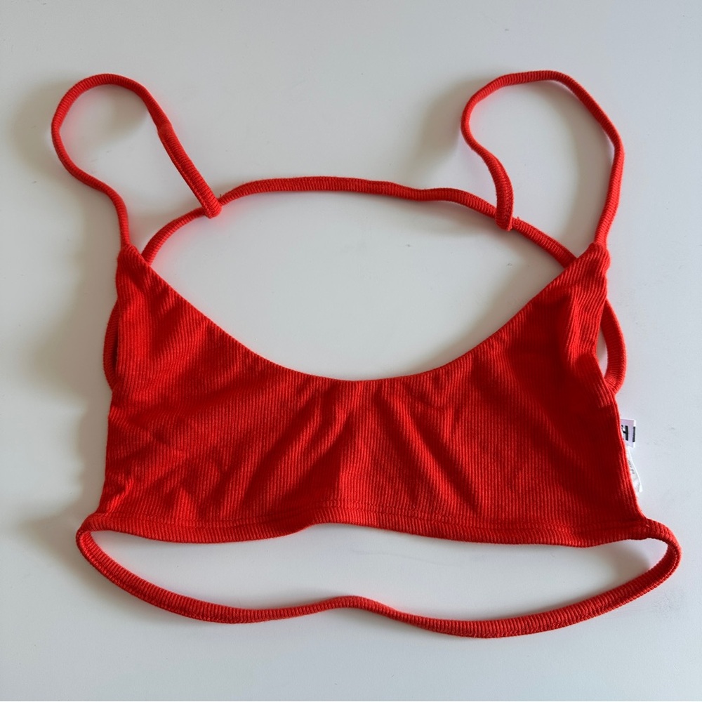 Joah Brown Red Ribbed Bralette